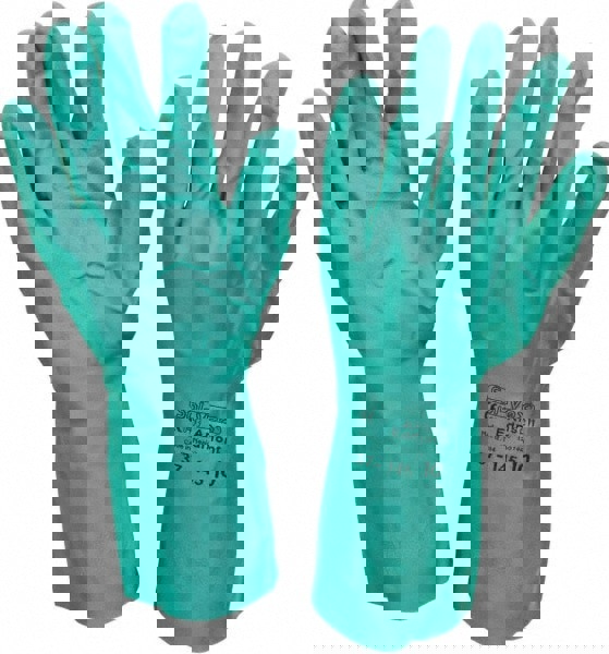 Series 37-145 Chemical Resistant Gloves: Size X-Large, 11.00 Thick, Nitrile, Nitrile, Unsupported,